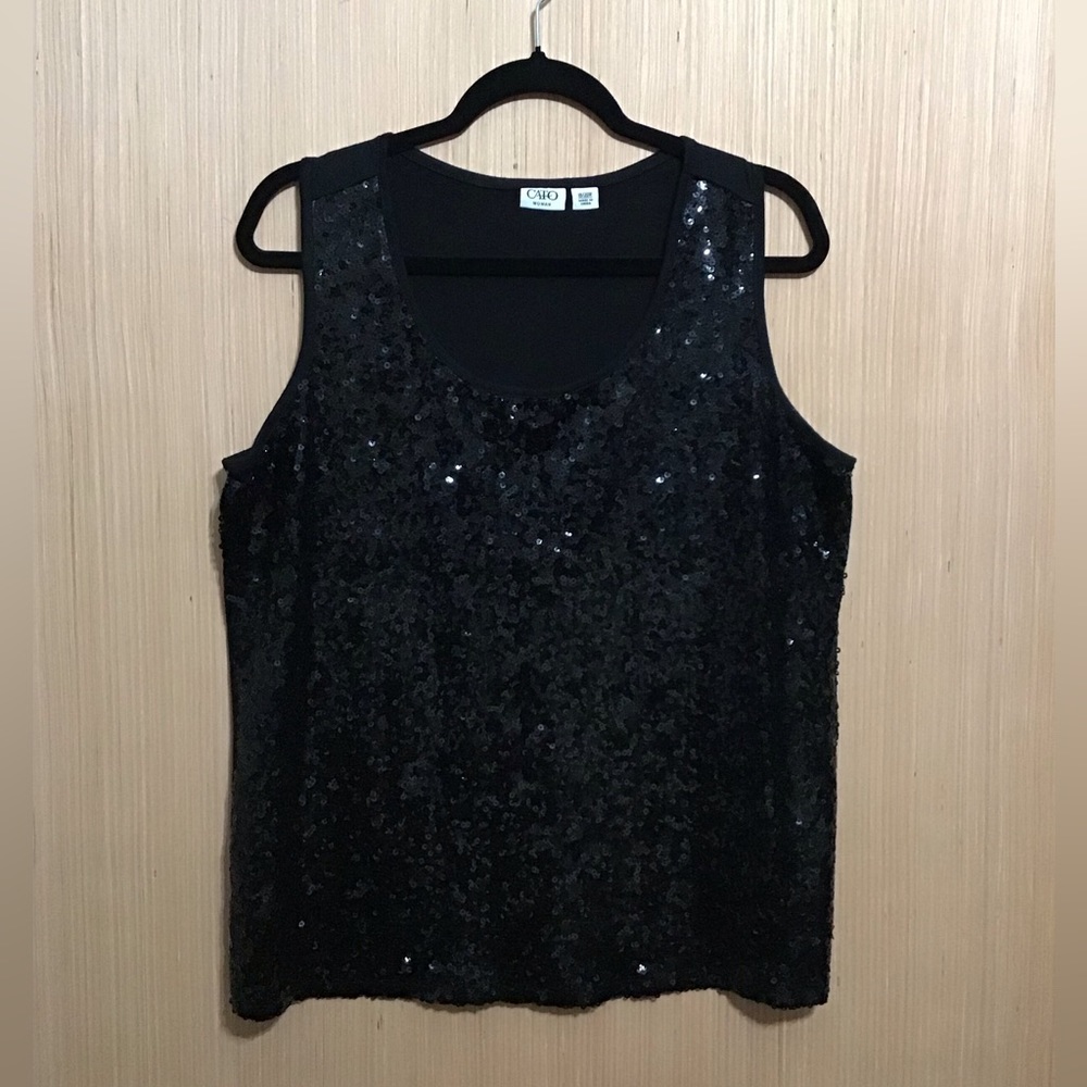 Cato Women’s Shimmer Sequins Glimmer Tank Sz 18-20W / Color Black